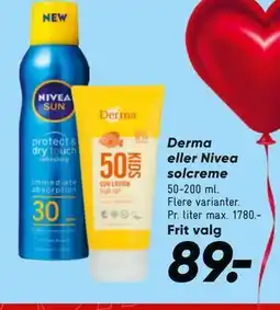 Bilka Derma eller Nivea solcreme tilbud
