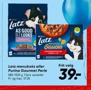 Bilka Latz menuboks eller Purina Gourmet Perle tilbud