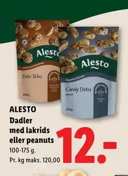 Lidl ALESTO Dadler med lakrids eller peanuts tilbud