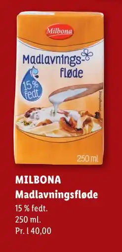 Lidl MILBONA Madlavningsfløde tilbud