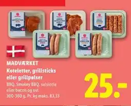 Lidl Koteletter, grillsticks eller grillpølser tilbud