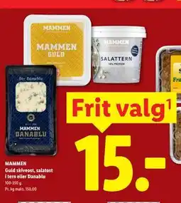Lidl MAMMEN Guld skiveost, salatost i tern eller Danablu tilbud