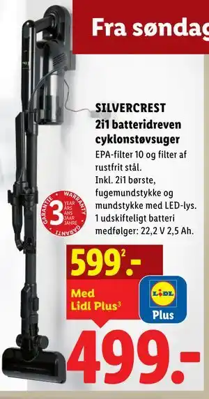 Lidl SILVERCREST 2i1 batteridreven cyklonstøvsuger tilbud
