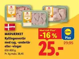 Lidl MADVÆRKET Kyllingeoverlår med ryg, -underlår eller -vinger, App-pris tilbud