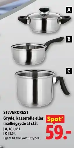 Lidl SILVERCREST Gryde, kasserolle eller mælkegryde af stål tilbud