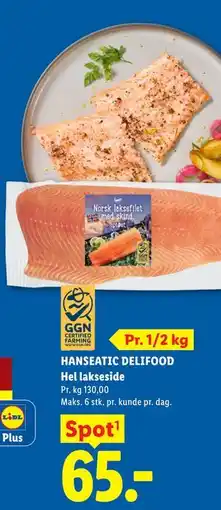 Lidl HANSEATIC DELIFOOD Hel lakseside tilbud