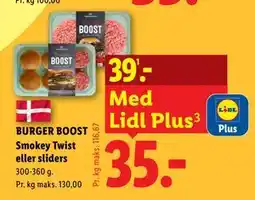 Lidl BURGER BOOST Smokey Twist eller sliders tilbud