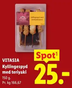Lidl VITASIA Kyllingespyd med teriyaki tilbud