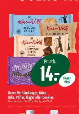 Min Købmand Karen Volf Småkager, Bites, Kiks, Vafler, Flager eller Cookies tilbud