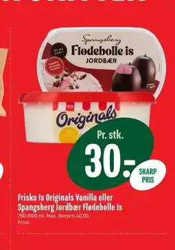 Min Købmand Frisko Is Originals Vanilla eller Spangsberg Jordbær Flødebolle Is tilbud