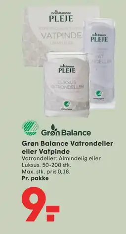 SPAR Grøn Balance Vatrondeller eller Vatpinde tilbud