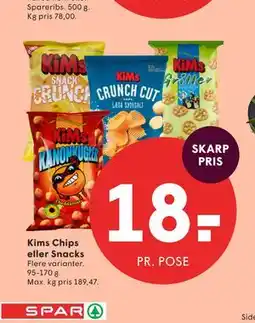 SPAR Kims Chips eller Snacks tilbud