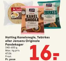 SPAR Hatting Kanelsnegle, Tebirkes eller Jensens Originale Pandekager tilbud