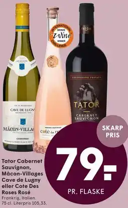 SPAR Tator Cabernet Sauvignon, Mâcon-Villages Cave de Lugny eller Cote Des Roses Rosé tilbud