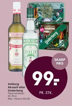 SPAR Aalborg Akvavit eller Underberg tilbud