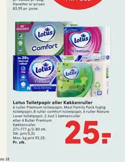 SPAR Lotus Toiletpapir eller Køkkenruller tilbud