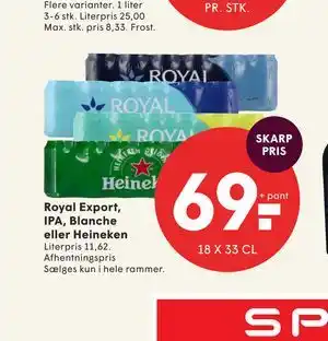 SPAR Royal Export, IPA, Blanche eller Heineken tilbud