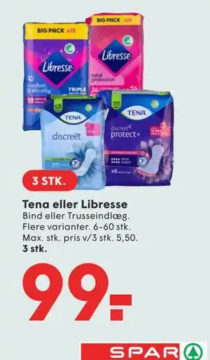 SPAR Tena eller Libresse tilbud