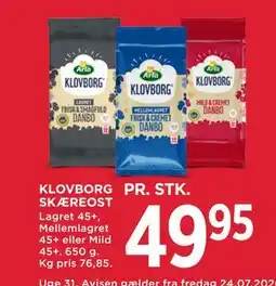 MENY KLOVBORG SKÆREOST tilbud