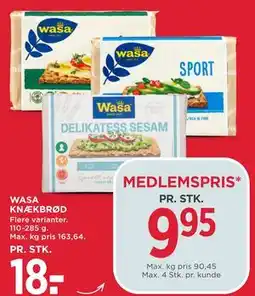MENY WASA KNÆKBRØD tilbud