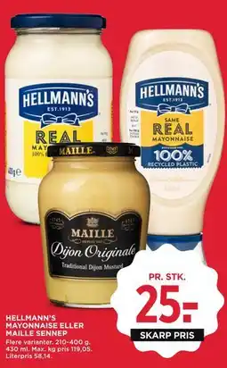 MENY HELLMANN’S MAYONNAISE ELLER MAILLE SENNEP tilbud