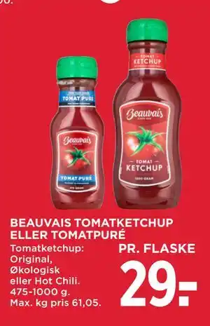 MENY BEAUVAIS TOMATKETCHUP ELLER TOMATPURÉ tilbud
