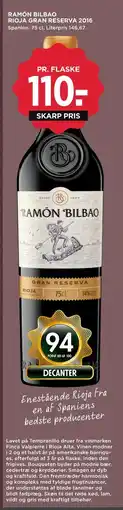 MENY RAMÓN BILBAO RIOJA GRAN RESERVA 2016 tilbud