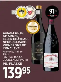 MENY CASALFORTE AMARONE ELLER CHÂTEAUNEUF-DU-PAPE VIGNERONS DE L’ENCLAVE tilbud