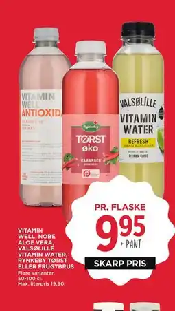 MENY VITAMIN WELL, NOBE ALOE VERA, VALSØLILLE VITAMIN WATER, RYNKEBY TØRST ELLER FRUGTBRUS tilbud