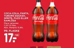 MENY COCA-COLA, FANTA, TUBORG SQUASH, SPRITE, FUZE ELLER RAMLÖSA tilbud