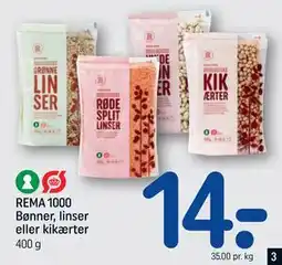 REMA 1000 REMA 1000 Bønner, linser eller kikærter tilbud