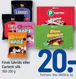 REMA 1000 Finsk lakrids eller Carletti slik tilbud