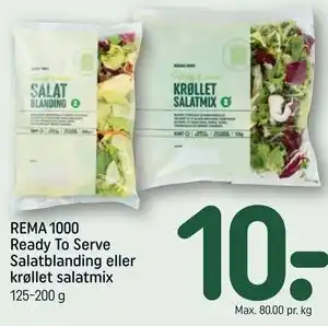 REMA 1000 REMA 1000 Ready To Serve Salatblanding eller krøllet salatmix tilbud
