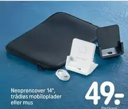 REMA 1000 Neoprencover 14, trådløs mobiloplader eller mus tilbud
