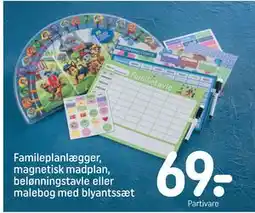 REMA 1000 Famileplanlægger, magnetisk madplan, belønningstavle eller malebog med blyantssæt tilbud