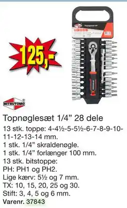 Harald Nyborg Topnøglesæt 1/4” 28 dele tilbud