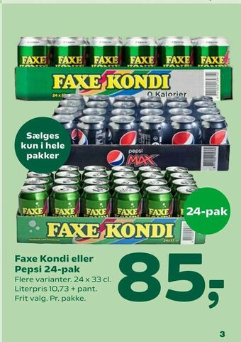 Coop 365 Faxe Kondi eller Pepsi 24-pak tilbud