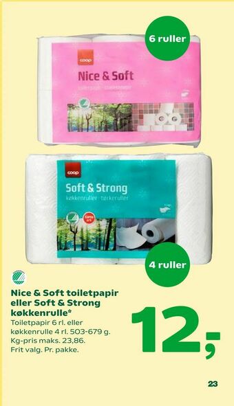Coop 365 Nice & Soft toilet papir eller Soft & Strong køkkenrulle tilbud