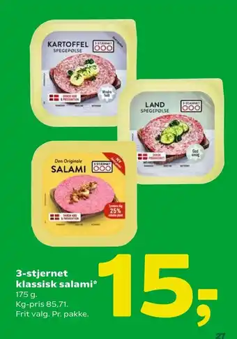 Coop 365 3-stjernet klassisk salami tilbud