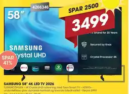 Punkt1 Samsung 58" 4k led tv 2026 tilbud