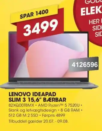 Lenovo ideapad slim 3 15,6" bærbar