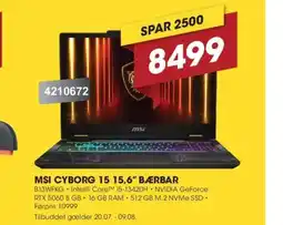 Punkt1 Msi cyborg 15 15,6" tilbud