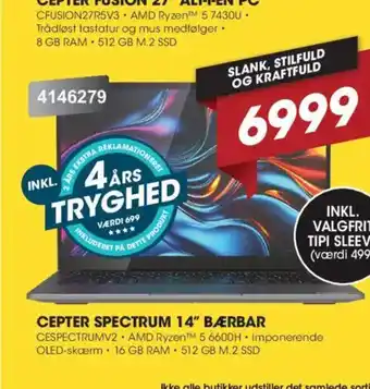 Punkt1 Cepter spectrum 14" bærbar tilbud