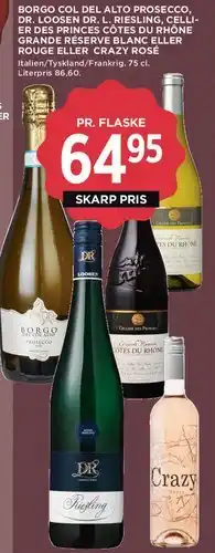 MENY Borgo Col del Alto Prosecco / Dr. Loosen Riesling / Cellier des Princes m.fl. tilbud