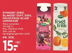 MENY Rynkeby Zero, blandet saft, Frugtfrisk eller Lemonade tilbud