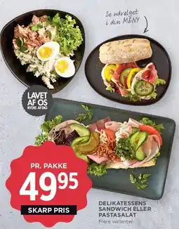 MENY Delikatessens sandwich eller pastasalat (pr. pakke) tilbud