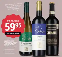 MENY Ebrius Governo / Ebrius Chardonnay / Borgo al Pascolo Chianti tilbud