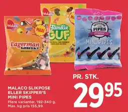 MENY Malaco slikpose / Skipper's Mini Pipes tilbud