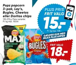 Bilka Chips og popcorn (Lay's, Bugles, Cheetos, Doritos, Popz) tilbud
