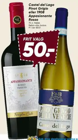 Bilka Castel del Lago Pinot Grigio eller 1908 Appassionante Rosso tilbud